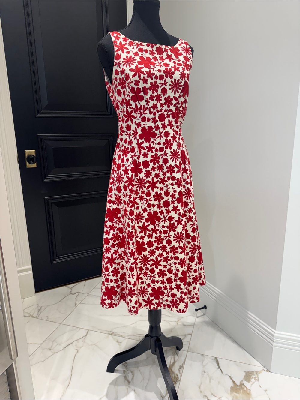 Nougat London Red Floral Boatneck Midi Dress